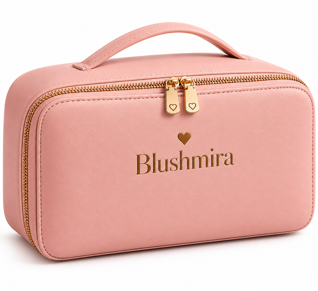 Blushmira Luxury Makeup Bag – Blush Pink Cosmetic Organizer Case
