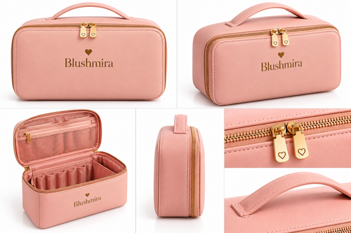 Blushmira Luxury Makeup Bag – Blush Pink Cosmetic Organizer Case
